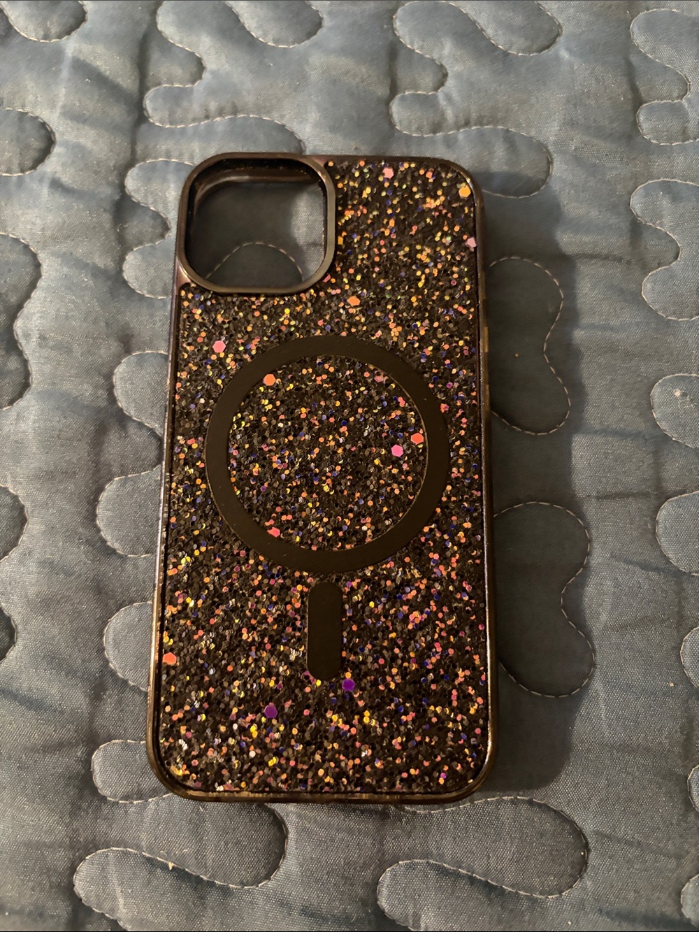 Glitter MagSafe Compatible Black Phone Case